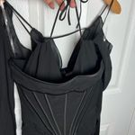 House Of CB  Black Silk Gianna Corset Cold Shoulder Long Sleeve Body-Con Dress S Photo 3