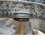 American Eagle AE Distressed High Rise Shorts Blue Denim Cuffed Raw Hem Size 4 Photo 6