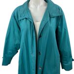London Fog Women's Blue Green Collared Button Down Long Sleeve Overcoat Jacket 6 Photo 2