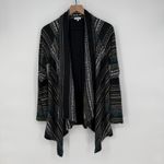 Splendid  Women's Black Geometric Print Waterfall Cardigan Sweater Lightweight XS Photo 1