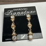 Swavorski Swarovski Crystal Signature Clear & Gold Tone Pierced Dangle Drop Earrings NWT Photo 0