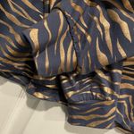 Thalia Sodi  Size L Blue Copper Metallic Zebra Print Popover Henley Top Very Soft Photo 2