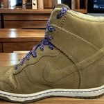 Nike  Dunk Sky Hi Filbert Green Suede Wedge Shoes  Purple Laces Swoosh 6.5 Photo 2