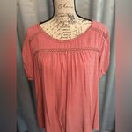 Flower & Feather Elegant Coral Blouse Pink Size 2X Photo 2