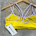 Athleta NWT  Chroma Cross Strap Bikini Top Swimsuit UPF 50+ Yellow Purple Size S Photo 6
