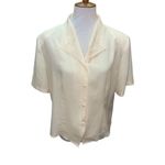 Ship N’ Shore 1970’s NWOT Pale Yellow Button Down Embroidered Short Sleeve RARE Size 16 Photo 1