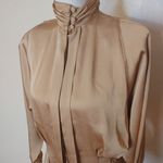 American Vintage Blouse Concepts Size 8 Vintage Gold Long Sleeve Shiny Blouse Top 80s Padding Car Photo 13