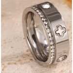 Boutique 18k White Gold Plated Rhinestone Clover Ring Band Stackable Set Photo 1