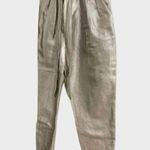 IRO Takecare Paper Bag Pants 36 Waist Tie Silver Metallic Holidays NYE New Years Photo 1