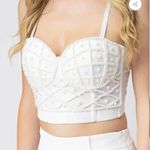White Pearl Embellished Bustier Top Size M Photo 1