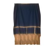 Vintage lew magram 2 piece Crochet trim jacket and skirt. SZ. 24W Blue Photo 4