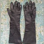 Vintage Italian black leather long gloves, size 7 Photo 0
