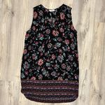 Beach Lunch Lounge Black Floral Sleeveless Mini V Neck Dress Swim Cover Size L Photo 0