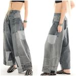 Free People NWT The Tales Reworked Patchwork Jeans - black motif - 25 Photo 1