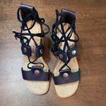 Rag and Bone  Eden Leather‎ Lace-Up Block Heel Sandals Women's 6.5 (EU 36.5) Navy Photo 6