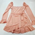 MORE TO COME Khloe Ruffle Sleeve Mini Dress in Blush Medium Pink Photo 2