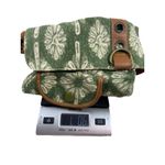 Y2K 90s The Sak Green Floral Canvas Shoulder Bag Brown Faux Leather Trim Purse Photo 11