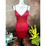 City Triangles Fringe Mini Dress - Red - size XS Photo 2