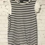 Chic Black & White Striped Lace Sleeve Top Large Black Photo 2