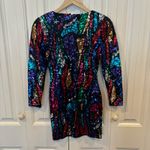 Oleg Cassini Black Tue  Multi Color Sequin Mini Dress Size Small 4 Photo 1
