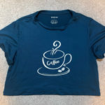SheIn Blue Coffee Graphic Crop Tee Photo 0