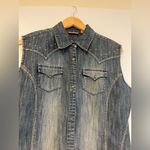 Wrangler  Women’s Blue Denim Snap Vest‎ – Size M Western Stud Detail Y2K Style Photo 2