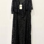 Alexis  V-Neck Cold Shoulder Lace A-Line Midi Dress Black Women's Size S Photo 1