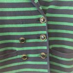 Banana Republic  navy blue and green striped nautical knit blazer size small Photo 3