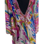 #250 UNBRANDED Beaded Watercolor Swim Cover up Pink Photo 0