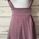Forever 21 Maroon & White Houndstooth Pleated High Waist Skirt with Straps Photo 2