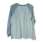 LL Bean Blue French Terry Color Block Raglan Baseball Crew Neck Sweatshirt LARGE Photo 3