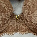 Victoria's Secret  Plunge Bra 36DD Beige Floral Lace Gold‎ Hardware Lingerie Photo 1