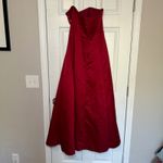 David's Bridal Vtg ‎ Strapless Formal Dress Gown Red Floral Beaded Elegant Party Photo 3