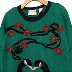 Ashley Hill Vintage Women’s Size M Green Christmas Swans Poinsettia Knit Sweater Size M Photo 2