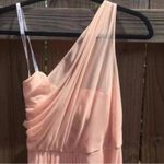 David's Bridal David’s Bridal Peach One Shoulder Maxi Chiffon Bridesmaid Formal Dress Photo 1