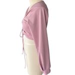 Romwe NWT ~  Pink Ribbed Front Tie Cropped Long Sleeve Top ~ Women's Size LARGE Photo 6