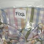 Talbots  Size M Ruffle Tunic Top Rainbow Plaid Lightweight Ladder Trim Split Neck Photo 12