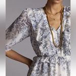 Moon River Anthropologie  Blue Floral Ruffle Midi Dress size Small Photo 2