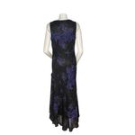 Jessica Howard  Black Sleeveless Gown Purple Floral Glitter Embellish Cowl Neck Photo 1