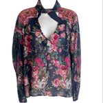 Anthropologie 🆕 Aratta Diana floral neck tie lightweight blouse top long… Photo 1