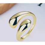 Boutique NEW Chunky Yellow Gold Plated Sterling Silver Open Wrap‎ Band Ring, Adjustable Photo 1