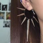 Punk Spike Hoop Earrings Stainless Steel Black Bead Goth Grunge Statement Photo 1