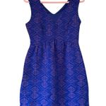 MAEVE Anthropologie Blue Purple Averie Jacquard Aztec Fit & Flare Dress, Sz 4 Photo 7