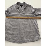 Tahari  Linen Blouse Size 1X  Blue Pinstripe Tunic Side Buttons Comfort Coastal Photo 8