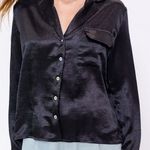 Le lis Black Satin Button Down Top Photo 0
