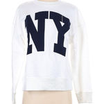 ZARA  White Navy NY Crewneck Long Sleeve Sweatshirt - S Photo 0