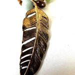 Long beaded feather pendant necklace Brown Photo 9