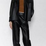 ZARA Black Leather Tie Ends Loose Fit Cargo Pants Photo 0