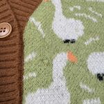Cider  Duck Pattern Contrasting V-Neck Button Down Cardigan Green Size M Photo 4