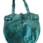 Lucky Brand Olive Green Soft Italian Leather Laced Hobo Tote Book Shoulder Bag Photo 0